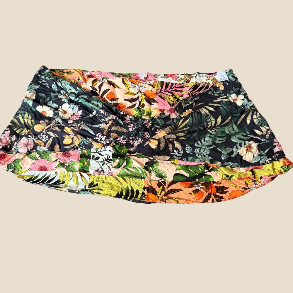 Milly Cabana Sarong Skirt Womens P/S Multicolor Resortwear Tropical Floral Linen
